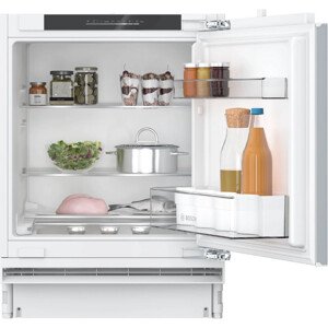 Bosch KUR21VFE0 Beépíthető Egyajtós hűtőszekrény, bútorlap nélkül E Energiaosztály, Hűtő: 134L, Nofrost nélkül, Zajszint: 35 dB, Szél: 60 cm, Mag: 82 cm, Mély: 55 cm, Digitális kijelzővel
