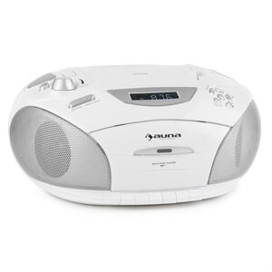 Auna RCD 220, fehér, boombox, CD, USB, kazettás magnetofon, PLL FM rádió, MP3, 2 x 2 W
