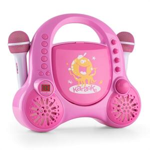 Auna Rockpocket-A PK gyerek karaoke rendszer, CD, AUX, 2 x mikrofon, tölthető akkumulátor, rózsaszín