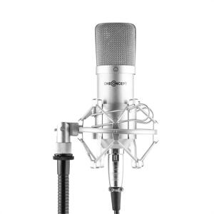 OneConcept Mic-700, stúdió mikrofon, O 34 mm, kardioid, pók, szél elleni védelem, XLR, ezüst
