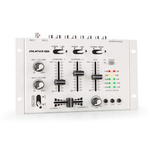 Auna Pro TMX-2211, MKII, DJ-Mixer, 3/2 csatorna, crossfader, talkover, rack-ba szerelés, fehér