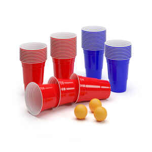 BeerCup Nadal 16 Oz, piros és kék parti pohárkészlet, két színben, beleértve a labdákat és a szabályokat