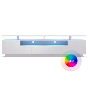 Klarstein blumfeldt Perth Lowboard, TV szekrény, LED, 3 polc, fehér