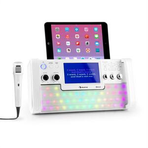 Auna DiscoFever, fehér, bluetooth karaoke rendszer, LED, 7" TFT kijelző, CD, USB