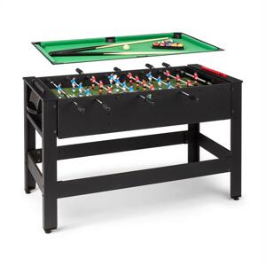KLARFIT Spin 2 az 1-ben, játékasztal, biliárd, csocsó, 180°-ban elfordítható, játéktartozékok, fekete