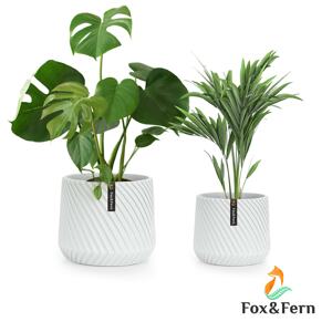 Fox & Fern Heusden, 2 db-os virágcserép szett, polisztirol, növények számára alkalmas, kézzel készített, 3D-s megjelenés