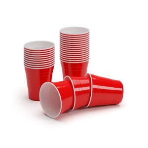 BeerCup Nadal 10 Oz, piros parti poharak, amerikai egyetemi stílusban, 295 ml, újrafelhasználható