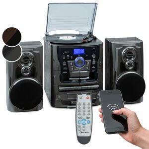 Auna Franklin, sztereó rendszer, lemezlejátszó, CD lejátszó 3 CD lejátszására, BT, kazettás lejátszó, AUX, USB port