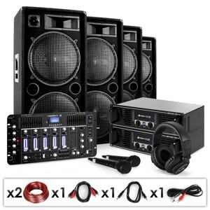 Electronic-Star DJ PA szett "Bass First Pro Bluetooth", 2 x erősítő, 4 x hangszóró, keverő, 4000 W