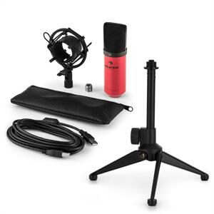 auna MIC-900RD V1 USB mikrofon szett, piros kondenzátor mikrofon | asztali állvány