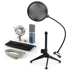auna MIC-900BL V2, USB mikrofon készlet, kondenzátoros mikrofon + pop szűrő + asztali állvány