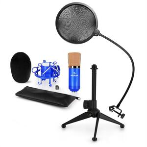 auna CM001BG mikrofon készlet V2 - kondenzátoros mikrofon, mikrofon állvány, pop szűrő, kék