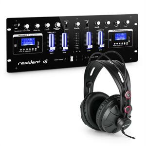 Resident DJ DJ405USB-BK, 4 csatornás DJ keverőpult, stúdiófülhallgató mellékelve