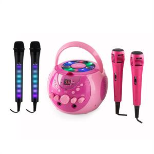 Auna SingSing karaoke rendszer, rózsaszín + Dazzl mikrofon szett, LED megvilágítás