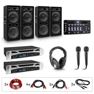 Electronic-Star eStar Bass-Party Pro, DJ rendszer, készlet, 2 x PA erősítő, DJ keverő, 4 x subwoofer